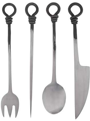 Ulfberth Mittelalterliches Essbesteck, geschmiedet aus Edelstahl gehämmert - Besteck - Messer - Gabel - Löffel - Pfriem - Mittelalter