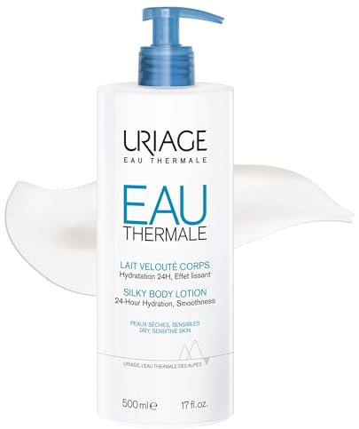 Uriage Eau Thermale Silky Moisturizing Body Lotion 500ml - With Shea Butter & Hyaluronic Acid - Intense 24h Hydration - Light Non - Greasy Texture & Lovely Floral Scent - Paraben-free