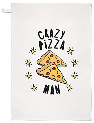 Verrückte Pizza Mann Stars Geschirrtuch Spüllappen