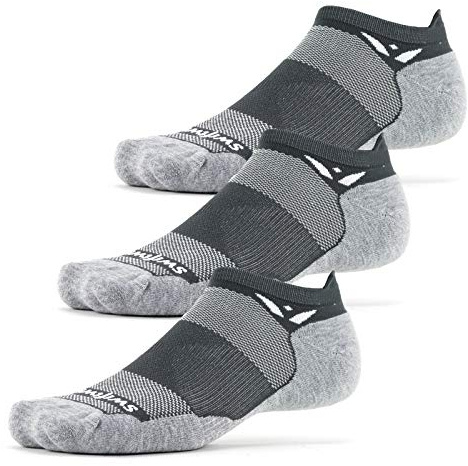 Swiftwick- MAXUS ZERO Tab (3 Pairs) Running & Golf Socks, Maximum Cushion (Gray, Large)