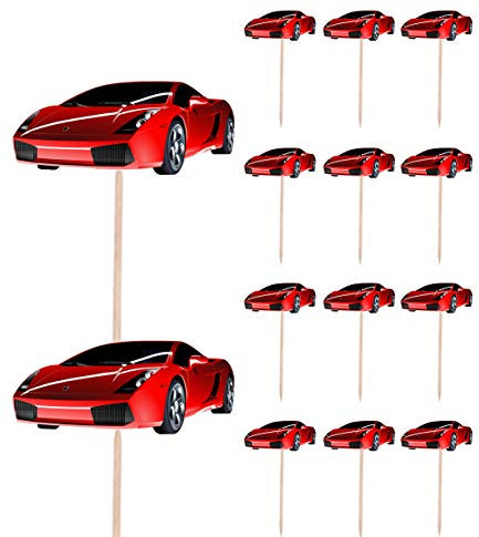 AK Giftshop Sports Car Birthday Party Food Cupcakes Picks Decorations Toppers (Pack of 14)