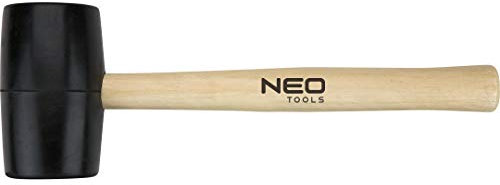 Neo Tools Maillet en caoutchouc noir avec manche en bois clair - Disponible en différentes tailles, longueurs et poids (340 g, 450 g, 680 g, 900 g)