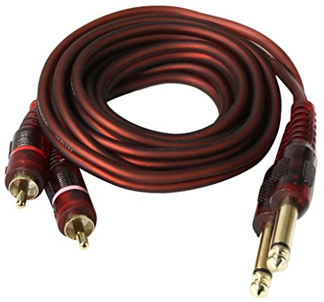 Dickly 6.35mm 1/4 Jack Plugs To 2 RCA Plugs Cable Converter Wire Plaqué Or NOUVEAU