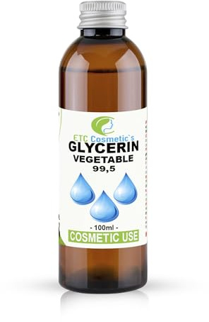 Glycérine végétale (glycérol) liquide 99,5 % - 100 ml - Pure et naturelle, sans OGM, humectant naturel, sans parfum, pour usage cosmétique