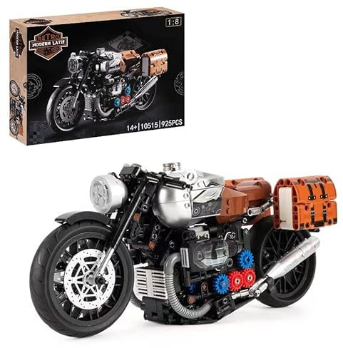 Auforua Technik Motorrad für BWM R NineT, 1:8 Motorrad Modellbausatz, 925 Teile Groß MOC Klemmbausteine Motorrad, Kompatibel mit Technik BMW Motorrad