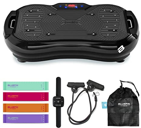 Plateforme Vibrante Ultra Slim Plus Bluefin Fitness | Appareil Fitness à Vibrations pour l'entraînement de Tout Le Corps | Plaque vibrante au Design Compact avec Bandes de résistance