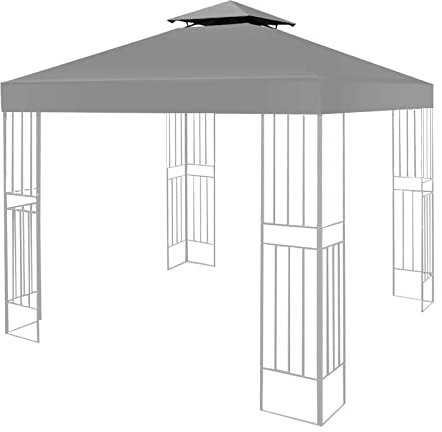 Ersatzdach Pavillon 3x3m Wasserdicht stabil Winterfest 160g/m² Grau,Doppeldach Gartenpavillon Pavillondach Faltpavillon Sturmfest Partyzelt Ersatzbezug,Top Abdeckung zweistufiges Baldachin