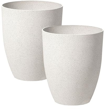 Beliani Lot de 2 Cache-Pots Blanc Cassé en Polyrésine et Fibres de Verre 43 cm Croton