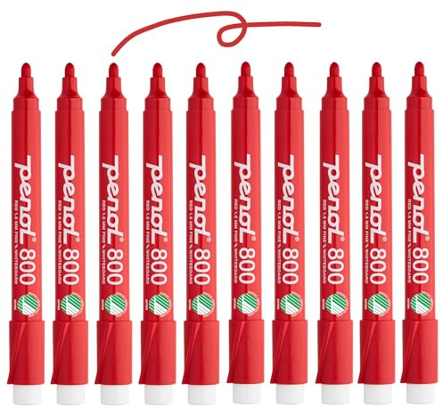 PENOL White board Marker Set 800-10 farbige Whiteboard-stifte mit 1,5 mm Rundspitze, schnelltrocknend & geruchsarm, Marker bunt mit Nordic Swan Ecolabel für Schule, Büro
