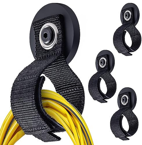 Homde 4Pcs Strong Magnetic Hook, Heavy Duty Magnet Holder for Garage Workshop RV, Utility Hanger for Hose Cable Rope Garden Tool, Wall Storage Hooks for Indoor Outdoor Hanging