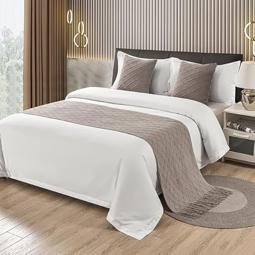 XIAOXIN Nordic Stricken Plaid Bett Handtuch Home Hotel Quaste Werfen Bett Läufer Esszimmer Hochzeit Party Decor Bett Schwanz Handtuch Kissenbezug