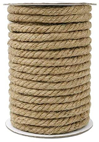 Natürliches Juteseil, 50 m, Gartenschnur, Hanfseil, Juteschnur, Schnur für nautische Landschaftsgestaltung, Geländer, Hängematte, Heimdekoration (gelb, 10 mm)