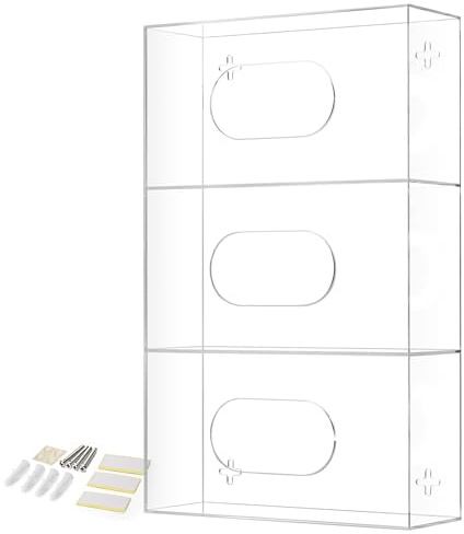 Storage Standard Triple Glove Box Holder Wall Mount Glove Dispenser - Disposable Glove Holder Wall Mount Glove Station for Medical Gloves, Multipurpose Kitchen Gloves Holder - 16.5 x 10 x 3.5 Inches