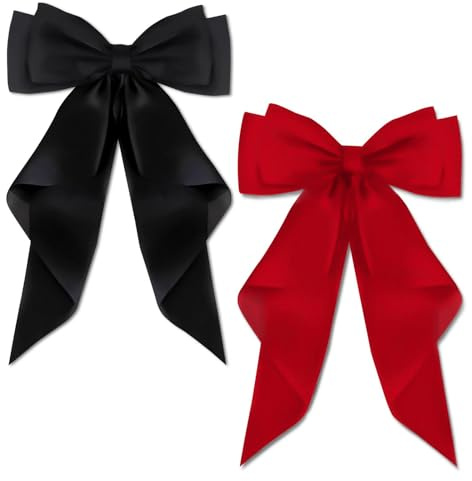 AYNKH Haarspangen mit großer Schleife und langem seidigem Satin, einfarbig, französische Haarspange, schlichtes Accessoire für Damen und Mädchen, 2 Stück