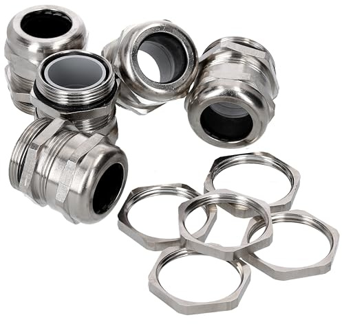 5 Stück Kalitec M25 Kabelverschraubung Messing 8,0-16,0mm Klemmbereich I M25 Gegenmutter Messing I langes Gewinde I gas-und wasserdichte Kabeldurchführung