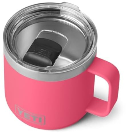 YETI Rambler Mug, Vacuum Insulated Stainless Steel Stackable Mug with Magslider Lid, Tropical Pink, 14 oz (414 ml)
