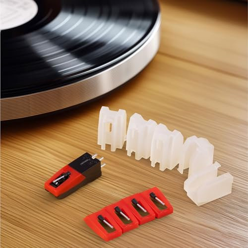 Navaris 1x Testina Giradischi con 5x Puntine - Puntina in Zaffiro e Ago in Acciaio - Compatibile con Lettori Dischi Vinili 33 45 78 Giri