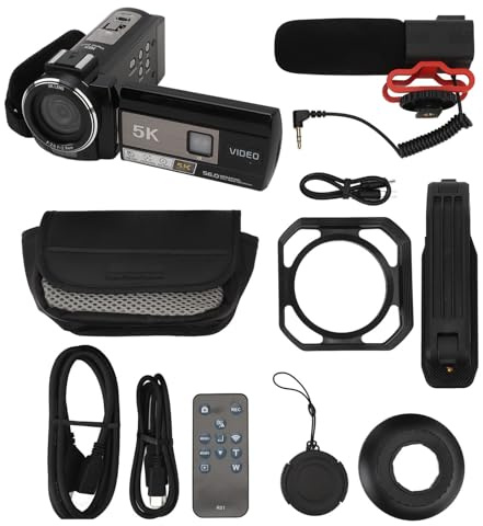 Topyond Video Camera Camcorder 5K HD 56MP 3 Inch Touchscreen 18X Zoom Night Vision Vlogging Camera with Microphone Lens Hood Remote Control Handheld Bracket