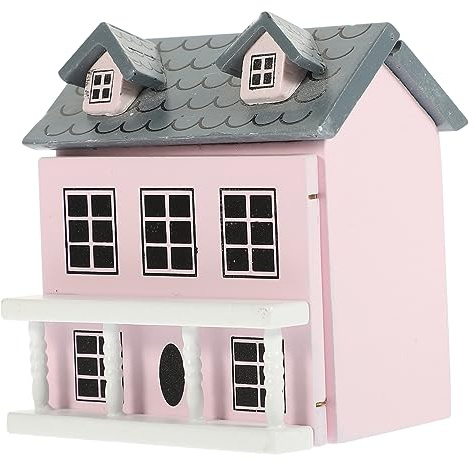 JOINPAYA Puppenhaus Minimöbel rosa kleine Villa bücherregal Dekoration buchregal Dekoration spielzeughaus dekoring bastelzeug winziges Mini-Häuser Miniaturen Modell Holzhaus hölzern