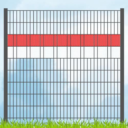 Sichtschutzstreifen Set in Vereinsfarben ROT-WEISS | Fan-Artikel für Fans, Vereine und Mitglieder für Doppelstabzäune | Bundesliga | Regionalliga | Kreisliga | Sport Volle Streifenbreite GELOCHT