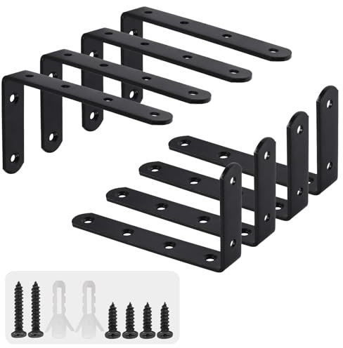 Zythrem 8 Pezzi Staffe per Mensole Supporto per Mensola Pesante Staffa Mensola ad Angolo Staffe per Tavolo da Muro Mensola con Staffa a L Staffe di Fissaggio per Tavolo da Lavoro Armadio Scaffale