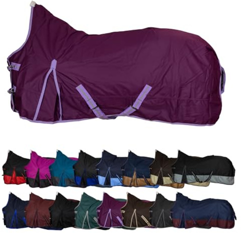 RL24 - Weidedecke High Neck Basicline 600D Lila 85cm (300g) | Füllung – Regendecke & Übergangsdecke – wasserdichte Outdoordecke mit Kreuzbegurtung