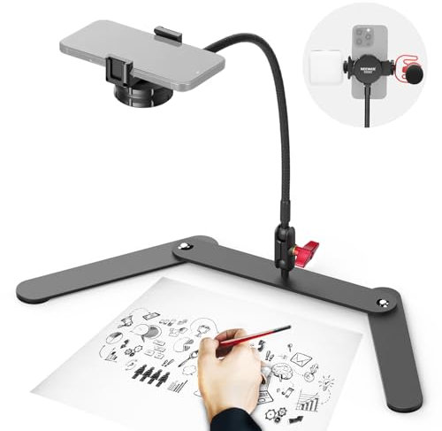 Neewer Supporto Telefono Overhead con Tubo Flessibile e Testa Sfera, Morsetto Smartphone per Treppiede da Scrivania Antiurto con Cold Shoe, Base Pieghevole per Video Cucina Disegno Stream Live, DS022