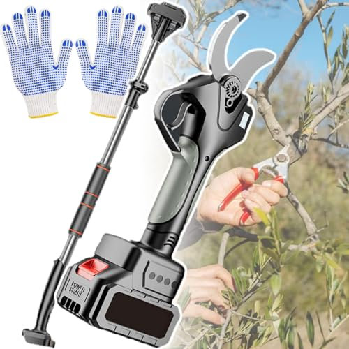 vnmudzeo Forbici Elettriche per Alberi Forbici da Potatura LCD, Display di Potenza Residua E Numero di Taglio, Φ 40 Mm Forbici Professionali Ricaricabili Senza Fili Apertura 6 Cm