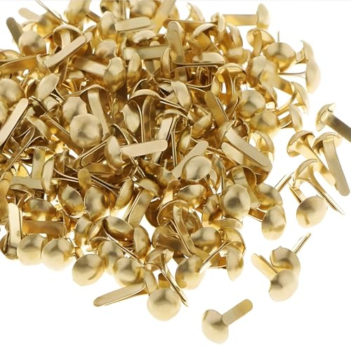 150 Stück Splintnadeln, Metallsplintnadeln zum Basteln, 8 x 16 mm, Papierverschlüsse, Splintnadeln, rund, Scrapbooking, Brads, Splintnadeln für Papierbasteln, DIY, Stempeln, Scrapbooking (Gold)