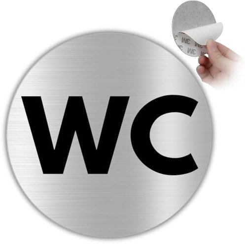 LEIASA | Señal adhesiva WC - Diámetro Ø 100 mm - Grosor 0,8 mm - Aluminio - Cartel Baño - Signo WC - Cartel Adhesivo 3M Servicios - Señal Inodoro