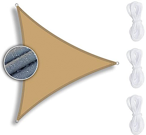 Vela ombreggiante triangolare, 4 x 4 m, protezione dai raggi UV, 95% resistente al vento, traspirante, baldacchino per prato, balcone, spiaggia, soluzione parasole all'aperto