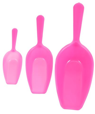 Uonlytech Lot De 3 Mini-pelles à Perles Plastiques Roses pour Création De Bijoux, Outils De Mesure Compacts, Cuillères Multifonctions pour DIY, Perles, Farine, Utilisation Portable Et Précise