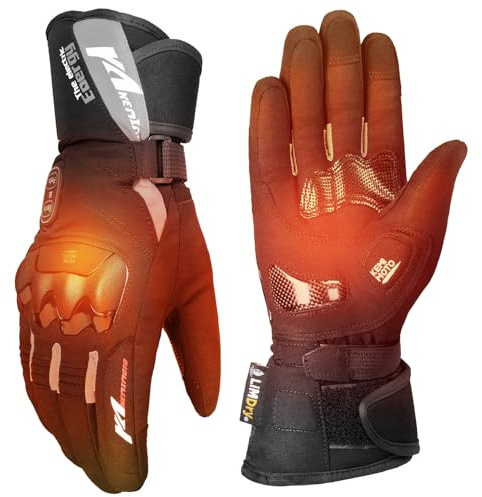 KEMIMOTO Beheizbare Handschuhe für -20°C~ -5°C, Beheizte Handschuhe Motorrad mit 3000mAh Akku, Beheizte Winter Motorradhandschuhe für Herren und Damen, Ideal für Skifahren,Outdoor-Aktivitäten