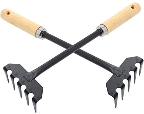 HEMOTON 2pezzi Rastrello Per Foglie in Piccolo Rastrello Da Mano Attrezzi Manuali Da Giardinaggio Per Prati e Arbusti Portatile Per Piantagione e Diserbare