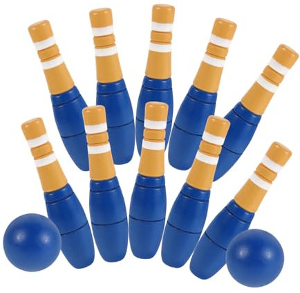Abaodam 1 Satz Bowling Für Bowlingspiele Für Drinnen Bowling-spielset Aus Massivem Holz Outdoor-Bowling Interaktives Für Spiele Im Hinterhof Hölzern