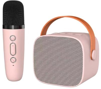 Louttary Altavoz Bluetooth con 1 MicróFono InaláMbrico MáQuina de Karaoke Reproductor de MúSica para Adultos y NiñOs de Subwoofer Rosa