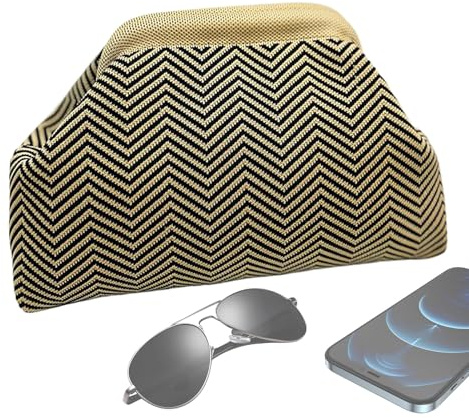 Virkväska | Fluffig strandväska | Elegant dam vardag kväll bröllop sommar semester, khaki, Consulte la descripción