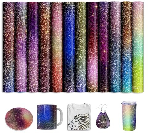 Infusible Ink Folie for Sublimation Becher Blanks T-Shirts Mugs Cups,Vorgedrucktes Sublimationspapier for Cricut Heat Press Mug, 12 Pieces/Set,25.5 x 30.5 cm