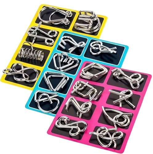 Denksport Puzzle Metall, Knobelspiele Metall, Knobelspiele füR Erwachsene & Kinder, Denksport Aufgaben Puzzles füR Konzentration Und Geduld (24PCS)