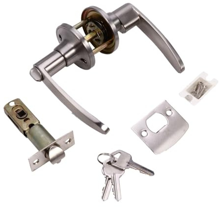 Ipetboom Serrure de Porte en Alliage de Zinc Poignée à Levier Serrure de Porte de Chambre et Salle de Bain Intérieur Résistante à L'Usure pour Maison et Hôtel