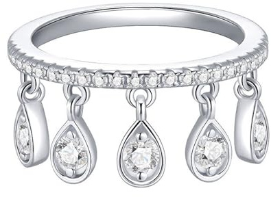 Whoiy Moissanite Ringe Damen Unique Echt Gold, Hochzeitsring 14 Karat Weissgold Ringe Verlobung mit Moissanite Bandring Gold 585 Ehebandring für Frauen Gr. 51 (16.2)