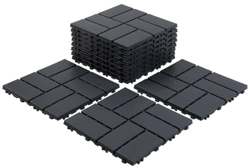 ISOISL Terrassenfliesen Set 6m² – 30x30cm PP Holzfliesena mit Klicksystem