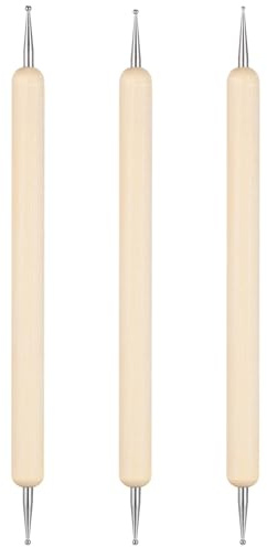 Healeved 3 Pezzi Set di Strumenti per Scultura in Argilla 3 Punte in Legno e Acciaio Inox, per Incisione e Embossing, per Modellazione Ceramica Artigianale