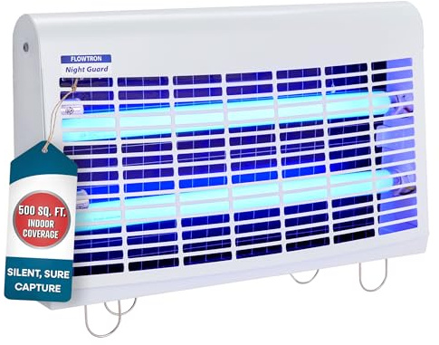 Flowtron Portable Indoor Fly Trap| Electric Insect Killer for Flies & Gnats with Dual Lure Method 30W UV Light & Pheromone Attractant | Sticky Strips, 500 Sq Ft for House & Restaurants