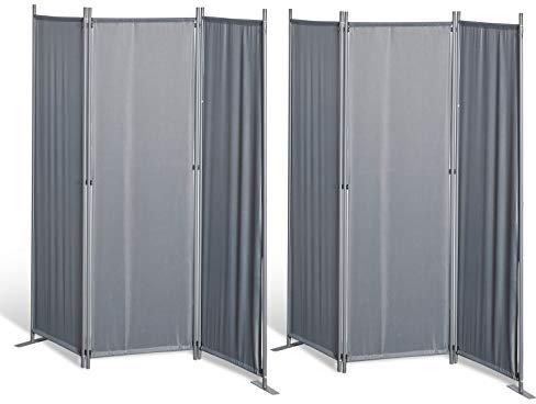 GRASEKAMP Kvalitet sedan 1972, 2 stycken paravent 3 delar, rumsavdelare skiljevägg, insynsskydd grå