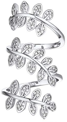 U7 Silver Statement Rings for Women,Adjustable Silver Leaf Ring,Dainty Cocktail Rings for Women