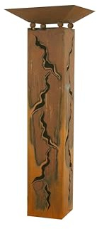 Gartendekoshop24 – Gartendeko Rost Säule mit Schale, 125 cm. Garten Rostsäule aus Edelrost, handgefertigte Metallarbeit, für draußen. Pflanzschale, Schale zum Bepflanzen, wetterfest.
