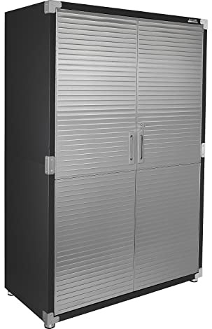 Seville Classics UltraHD Solid Steel Lockable Metal Storage Cabinet Locker Organizer with Adjustable Shelves for Garage, Warehouse, Office, Classroom, Graphite, 122 (W) x 61 (D) x 183 (H) cm