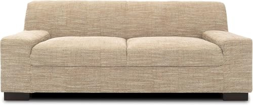 DOMO. collection Sofa Norma, 2-Sitzer Couch, 2er Polster-Garnitur mit Holzfüßen, 194 x 85 x 74 cm (BxTxH), Strukturstoff beige | 2 Sitzer mit Holzfüßen, klassische Polstercouch mit flachen Armlehnen im zeitlosen Design, 194 x 85 x 74 cm (BxTxH)