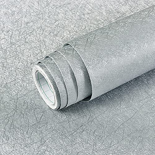 WSWJDW Selbstklebende Tapete 3D Wandaufkleber Fliesen Ziegel Wasserdicht Für Büro Wohnzimmer Schlafzimmer Badezimmer Kinderzimmer Tapeten,Silber Seide,10mx45cm